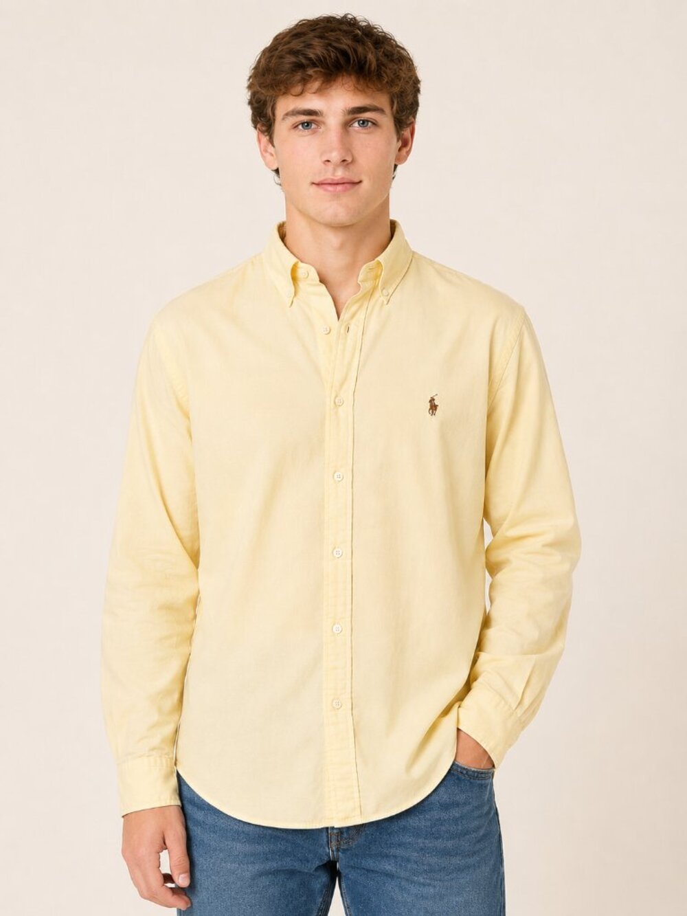 Ralph Lauren Classic Fit Yellow Oxford Button Down Shirt Men's 16½ 32/33 Medium